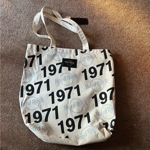 NWT Hard Rock Cafe Beige Canvas Tote Bag
